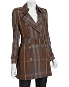 Burberry Brit Birch Grey Check Belted Trench Coat - Lyst