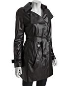 Elie Tahari Black Woven Lily Packable Trench Coat - Lyst