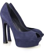 Saint Laurent Palais Suede Peep-toe Pumps - Lyst
