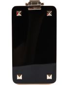 Valentino Studded Metal and Leather Clutch - Lyst