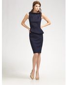 David Meister Pleated Peplum Dress - Lyst