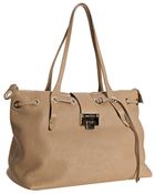 Jimmy Choo Nude Leather Rhea Threaded Opening Tote - Lyst