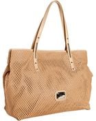Jimmy Choo Nude Perforated Leather Scarlet Shopper Tote - Lyst