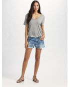 Current/Elliott The Boyfriend Star Denim Shorts - Lyst