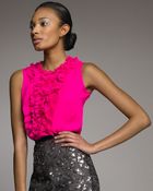 Oscar de la Renta Ruffle-front Chiffon Blouse - Lyst