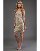 Sue Wong Cap Sleeve Cocktail Dress - Lyst