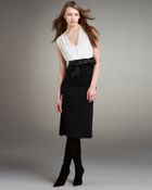 Narciso Rodriguez Bicolor Belted Sleeveless Dress - Lyst