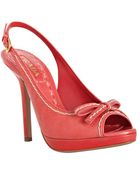 Prada Dark Pink Stitched Leather Platform Slingbacks - Lyst
