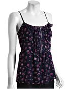 Heartloom Black Floral Print Milli Zipper Cami - Lyst