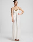 Shoshanna Beaded Strapless Maxi Dress - Lyst