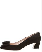 Miu Miu Closed Toe Suede Bow Pump - Lyst