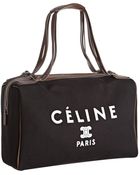 Celine Black Canvas and Leather Logo Print Boston Bag - Lyst