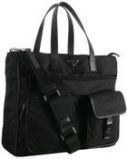 Prada Black Nylon Zip Pocket Messenger Bag - Lyst