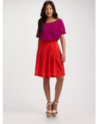 DKNY Stretch Silk Crepe De Chine Button Down Skirt - Lyst