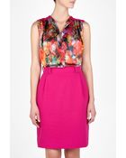 Preen By Thornton Bregazzi Pink Leaf Printed Blouse Dress - Lyst