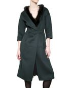 Nina Ricci Fur Collar Double Faced Wool Coat - Lyst