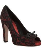 D&G Red Satin and Lace Peep Toe Pumps - Lyst