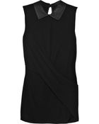 Alexander Wang Leather Collar Fine-knit Top - Lyst