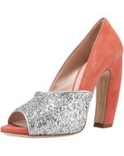 Miu Miu Glittered Open-toe Pump - Lyst