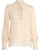 Givenchy Lace-up Bib Blouse - Lyst