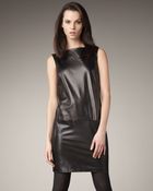 Vince Leather Boat-neck Dress - Lyst