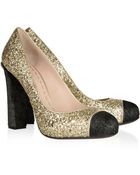 Miu Miu Glitter and Calf Hair Pumps - Lyst