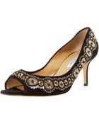Oscar de la Renta Star-disc Embroidered Pump - Lyst