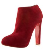 Christian Louboutin Suede Thick-heel Bootie - Lyst