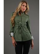 Tulle Drawstring Jacket in Olive - Lyst