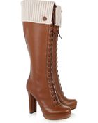 Gucci Lace-up Leather Knee Boots - Lyst