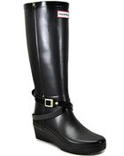 Hunter Andora - Black Rubber Wedge Rain Boot - Lyst