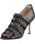 Manolo Blahnik Suede & Napa Cage Bootie - Lyst