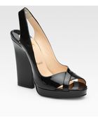 Christian Louboutin Patent Leather Platform Slingbacks - Lyst
