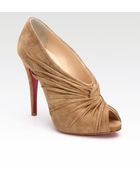 Christian Louboutin Ruched Suede Ankle Boots - Lyst
