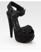Giambattista Valli Suede Buckle Platform Sandal - Lyst
