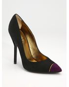 Saint Laurent Cap-toe Suede Pumps - Lyst