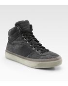 Jimmy Choo High-top Flannel Sneakers with Shearling - Lyst