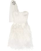 Matthew Williamson Feather-Trimmed Silk-Tulle Mini Dress - Lyst