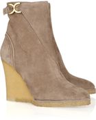 Chloé Suede Wedge Ankle Boots - Lyst