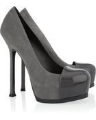 Saint Laurent Tribtoo Suede and Patent-leather Pumps - Lyst