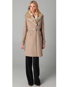 Elie Tahari Joanne Coat with Fur Collar - Lyst