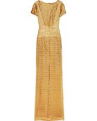 Roland Mouret Wallis Metallic Embossed Silk-blend Gown - Lyst