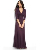 Alex Evenings Crisscross Waist Mesh Gown - Lyst