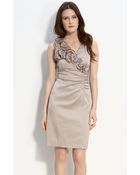 Donna Ricco Ruffle Trim Charmeuse Sheath Dress - Lyst