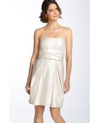 Max & Cleo Strapless Metallic Satin Dress - Lyst