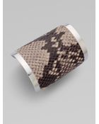 Michael Kors Python Embossed Leather Inlay Cuff Bracelet - Lyst