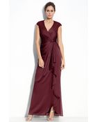 Adrianna Papell Faux Wrap Chiffon Gown - Lyst