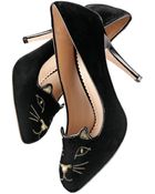Charlotte Olympia Cat-face Velvet Pump - Lyst