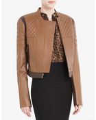 BCBGMAXAZRIA Josh Cropped Leather Motorcycle Jacket - Lyst