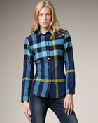 Burberry Brit Check Flannel Shirt, Petrol Blue - Lyst